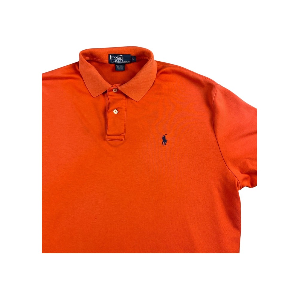 Polo Ralph Lauren Mens Orange Short Sleeve Classic Fit Polo Shirt Size L